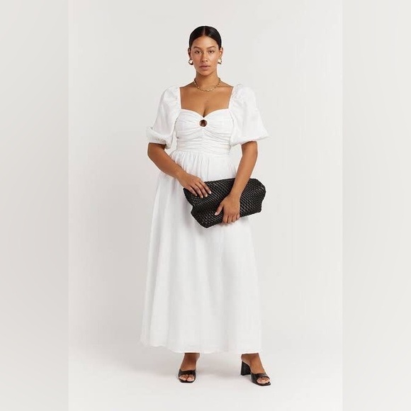 DISSH Dresses & Skirts - DISSH White Off-Shoulder Midi Dress